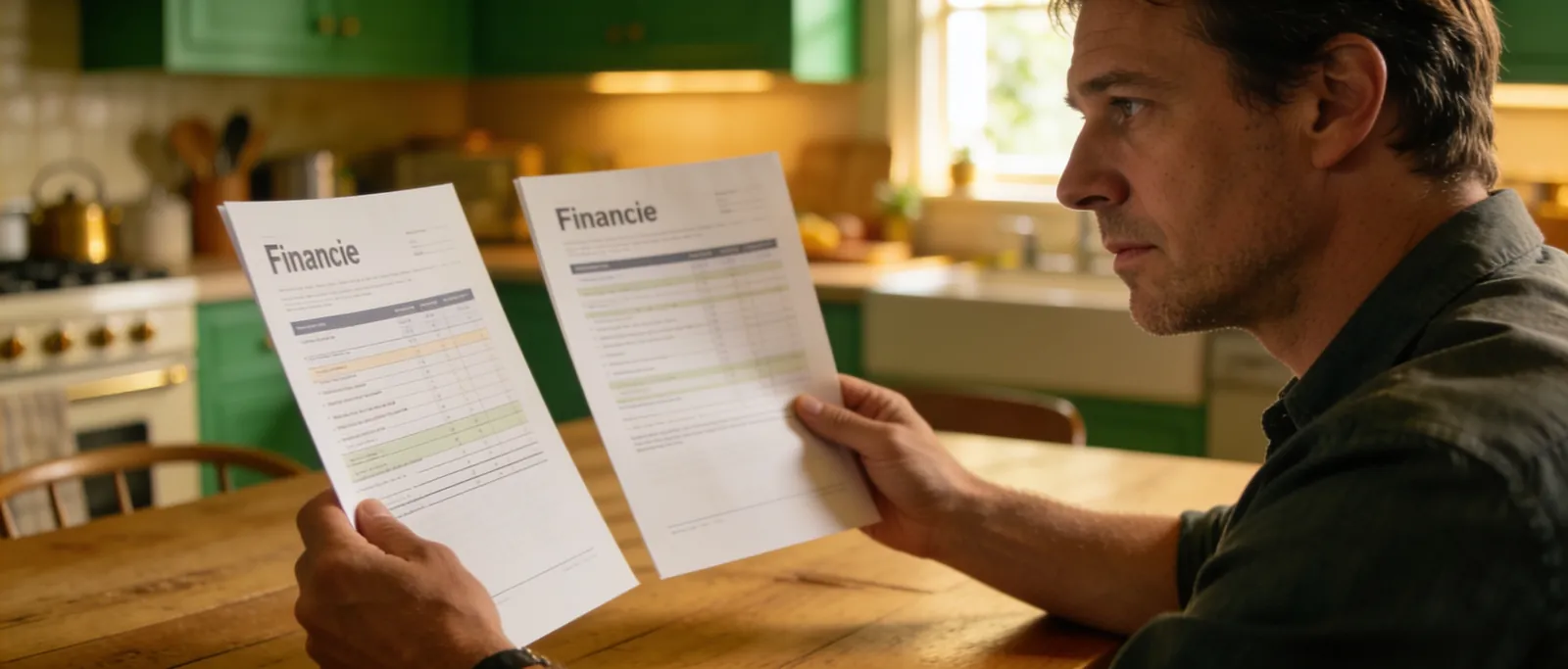 A business owner comparing two financing documents