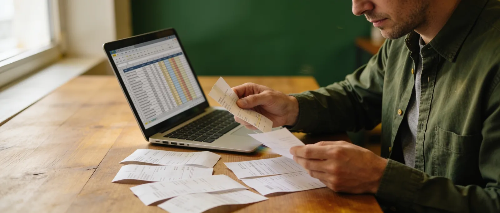 A business owner reconciling sales records and payments