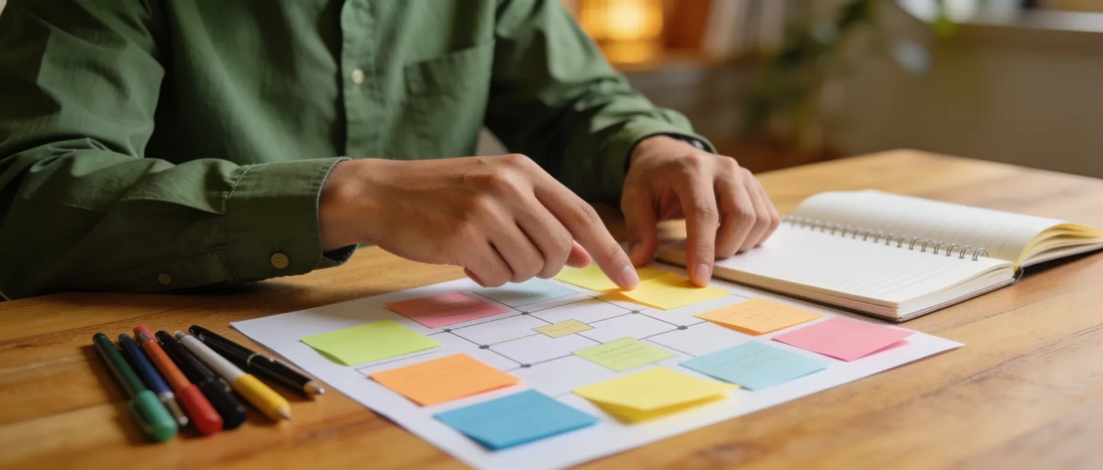 A business owner mapping out a restructuring plan
